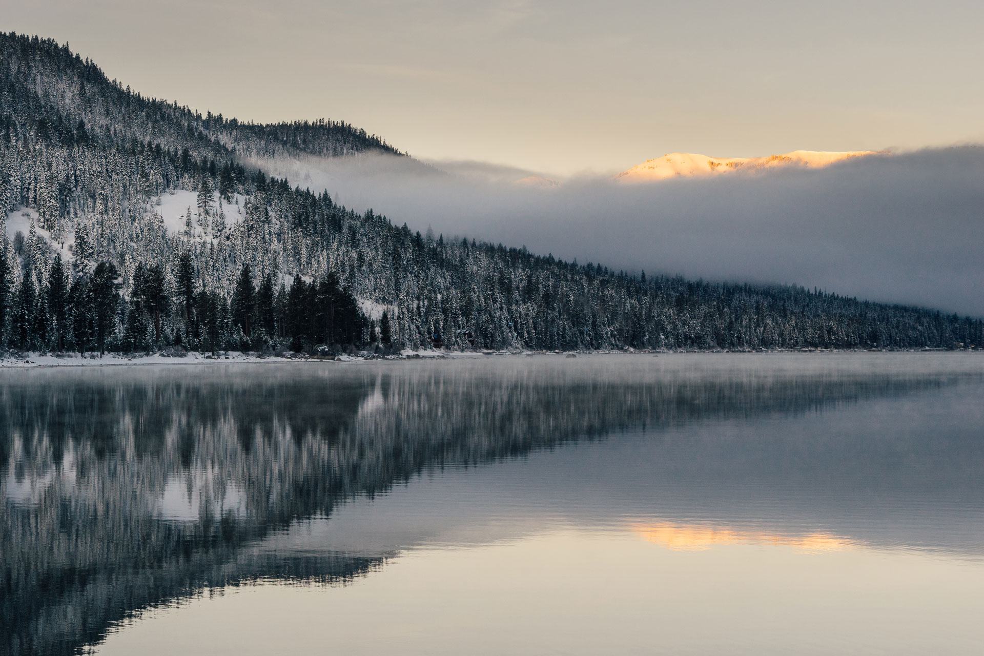 Wintersunrise at Donner Lake California.